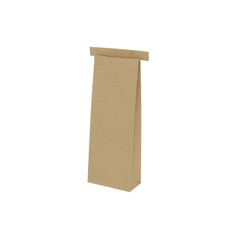 Blockbeutel aus Kraftpapier mit Clipband S, 9 x 4,5 x 23,5 cm, PP-Folie, braun