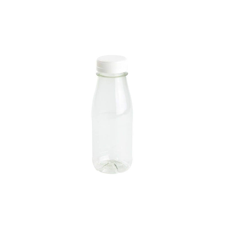 rPET-Flaschen 250 ml, Deckel weiß, klar