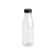 rPET-Flaschen 500 ml, Deckel schwarz, klar