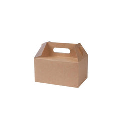 Lunchboxen mit Griff aus Karton S, 18 x 11 x 9 cm, faltbar, braun