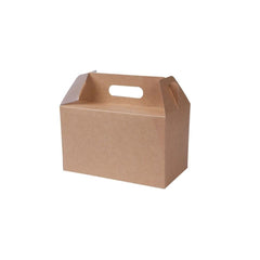 Lunchboxen mit Griff aus Karton L, 25 x 15 x 15 cm, faltbar, braun