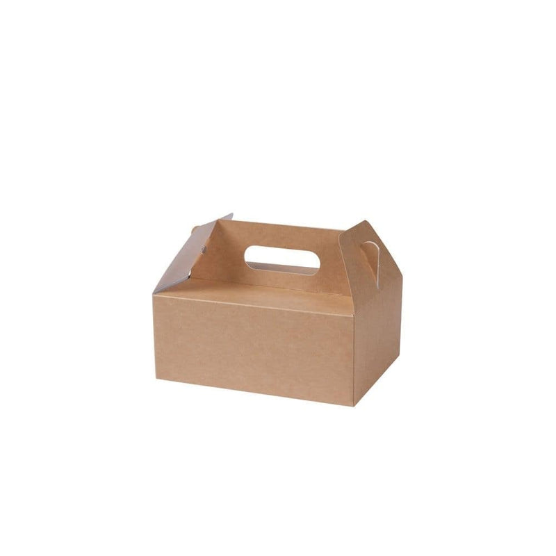 Gebäckboxen mit Griff  aus Karton M, 21 x 16 x 9 cm, faltbar, braun
