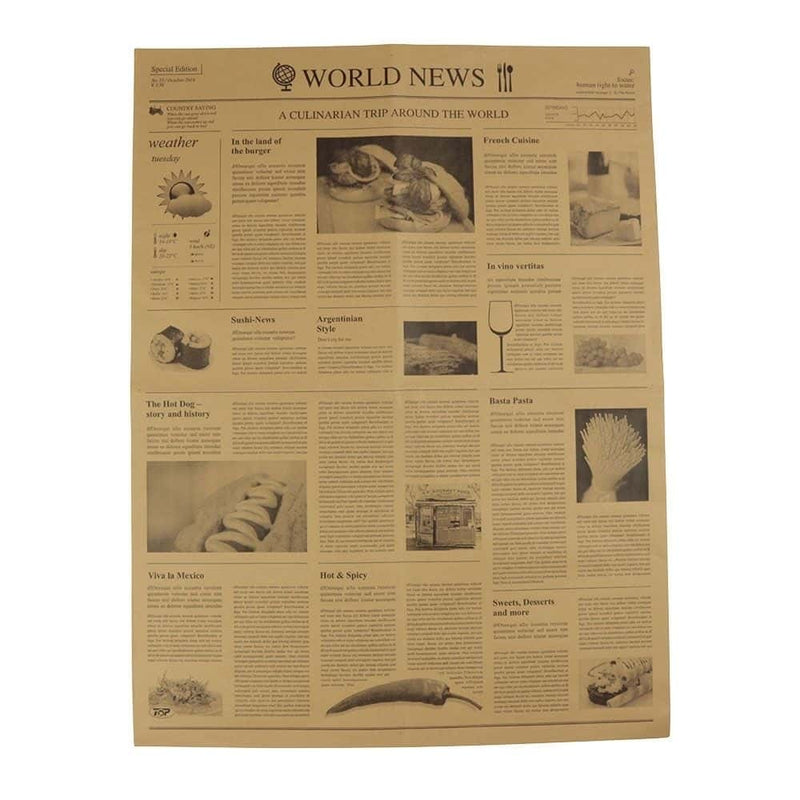 Zuschnitte aus Einschlagpapier mit Zeitungs-Optik 50 x 37,5 cm, braun