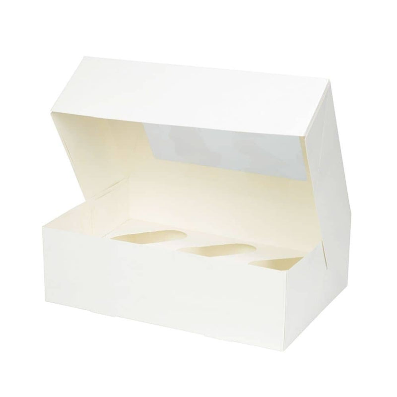 6er Cupcake-Boxen mit PLA-Fenster inkl. Einlage, weiß