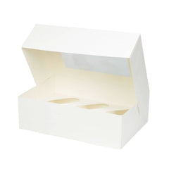 6er Cupcake-Boxen mit PLA-Fenster inkl. Einlage, weiß